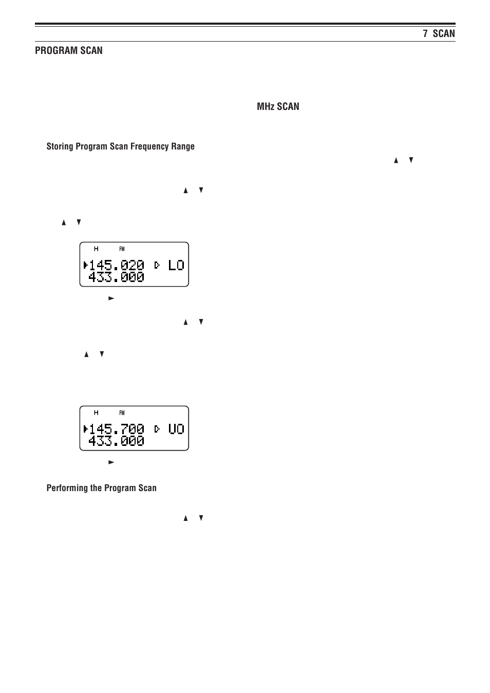 7 scan, Mhz scan, Program scan | Kenwood TH-F7E User Manual | Page 28 / 64