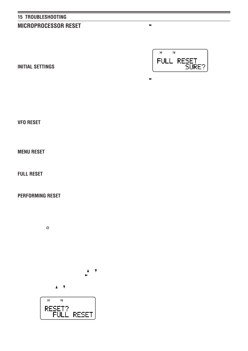 Microprocessor reset | Kenwood TH-F7E User Manual | Page 55 / 64