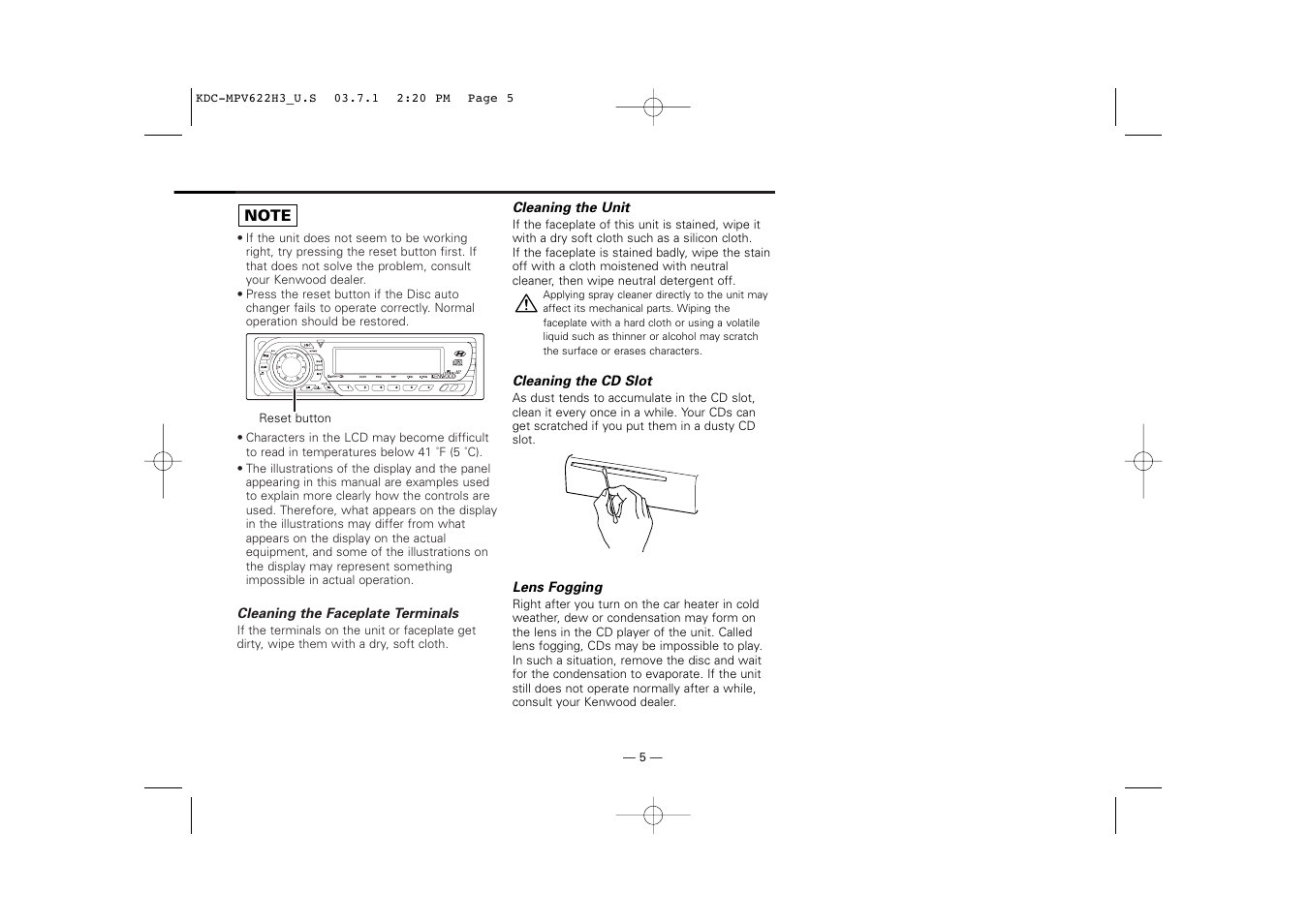 Kenwood KDC-MPV622H3 User Manual | Page 5 / 32