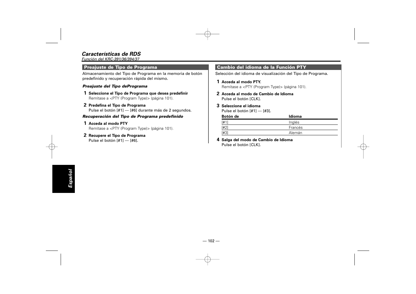 Kenwood RECEIVER KRC-36 User Manual | Page 102 / 122