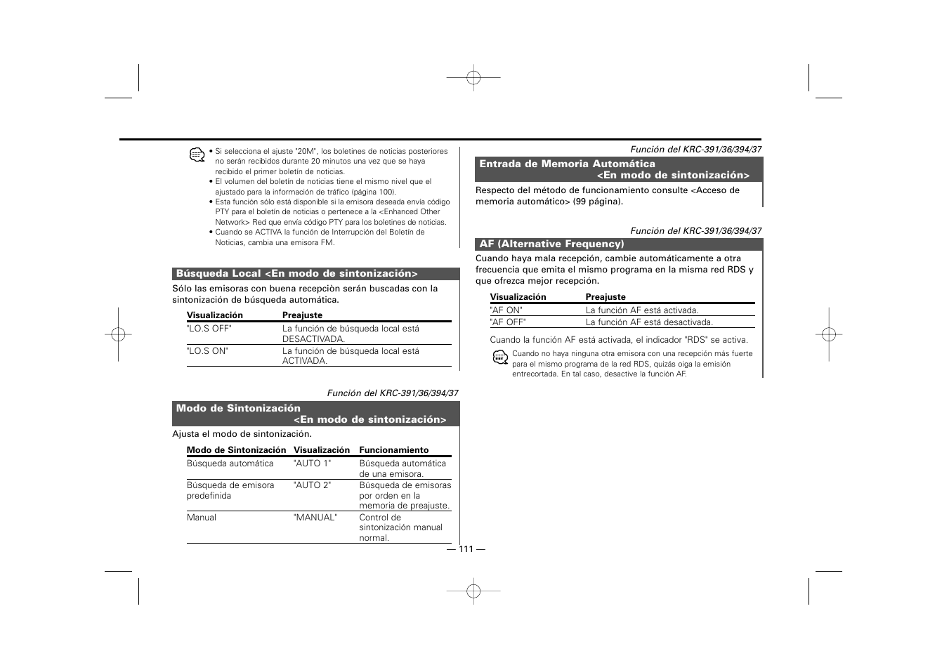 Kenwood RECEIVER KRC-36 User Manual | Page 111 / 122