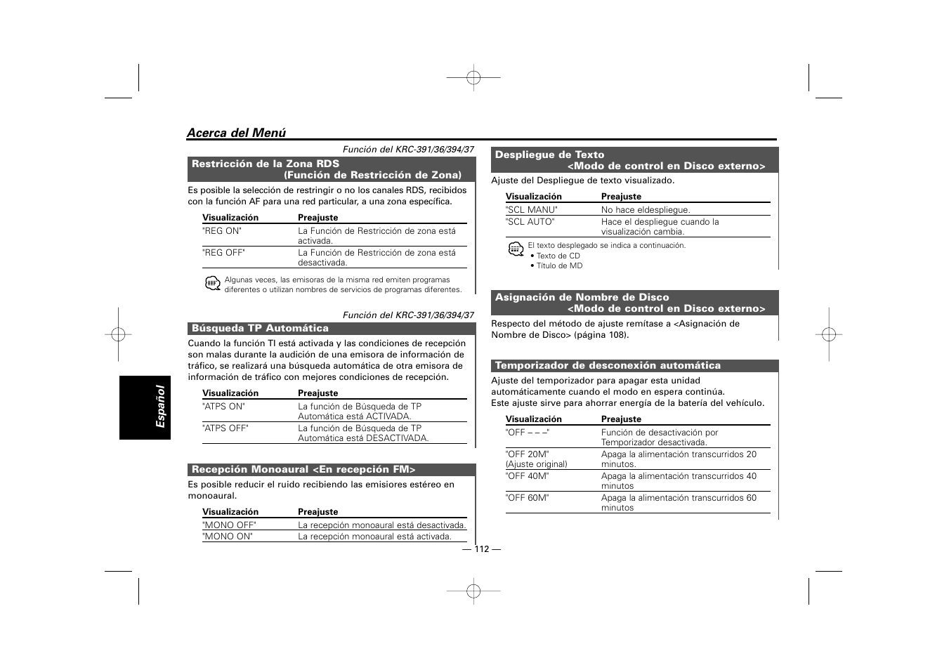 Kenwood RECEIVER KRC-36 User Manual | Page 112 / 122