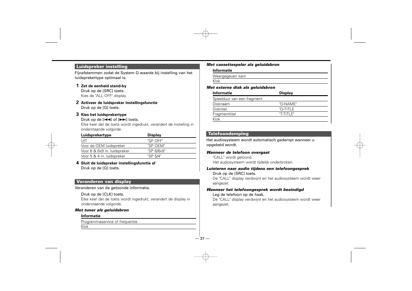 Kenwood RECEIVER KRC-36 User Manual | Page 37 / 122