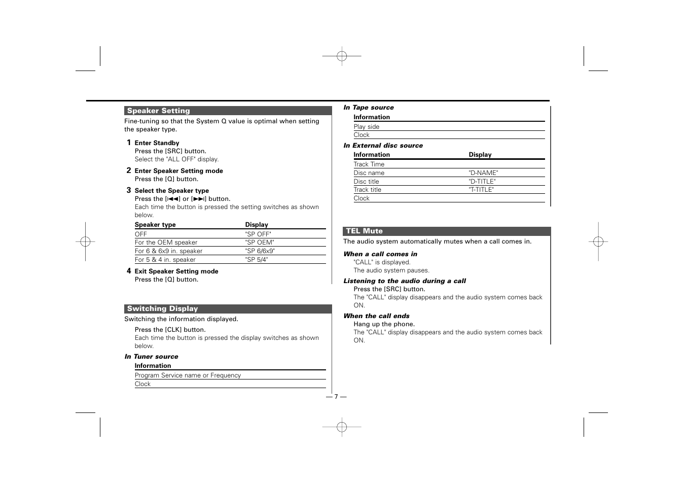 Kenwood RECEIVER KRC-36 User Manual | Page 7 / 122
