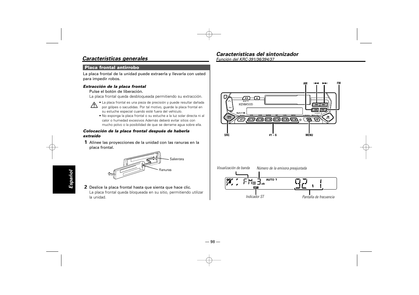 Kenwood RECEIVER KRC-36 User Manual | Page 98 / 122