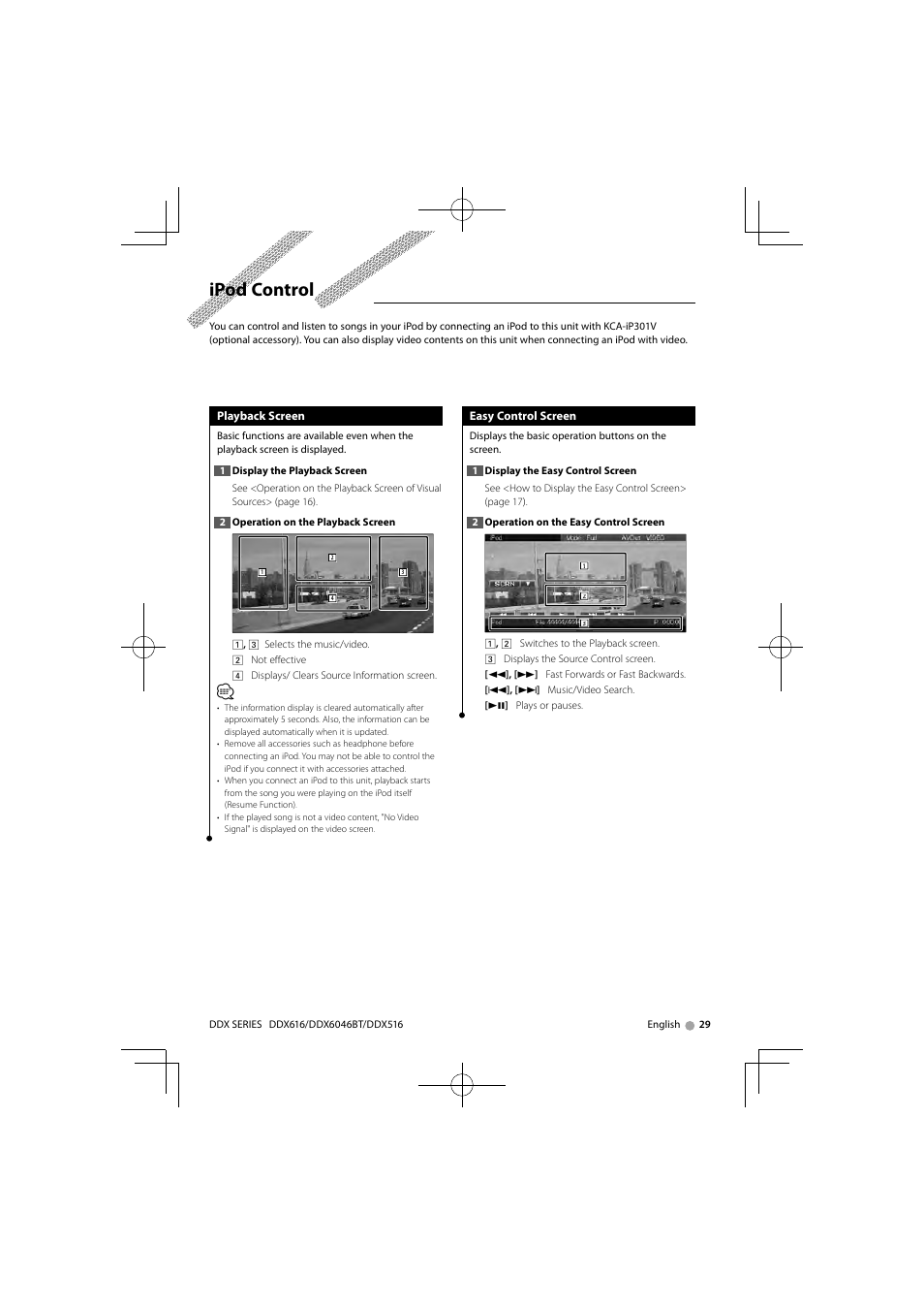 Ipod control | Kenwood DNX SERIES DDX6046BT User Manual | Page 29 / 100