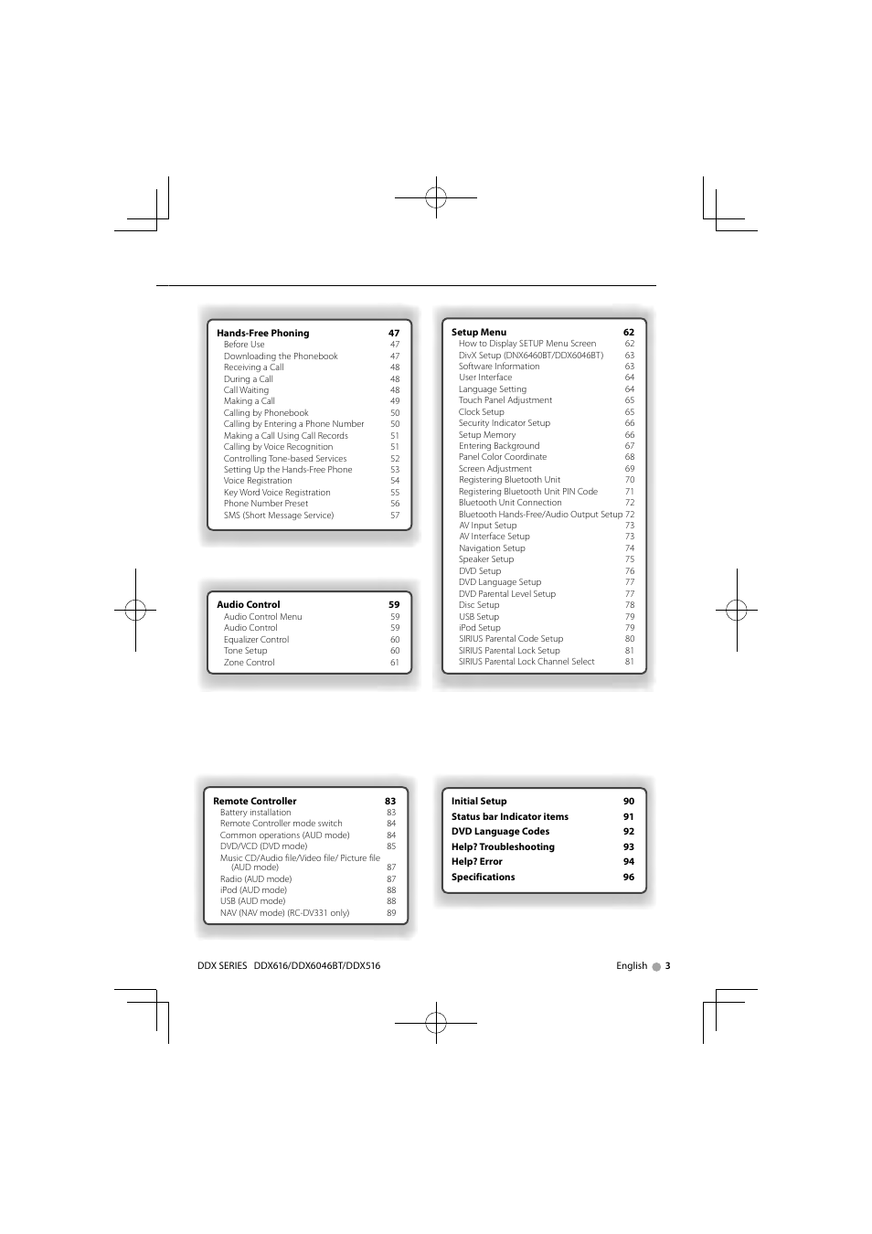 Kenwood DNX SERIES DDX6046BT User Manual | Page 3 / 100