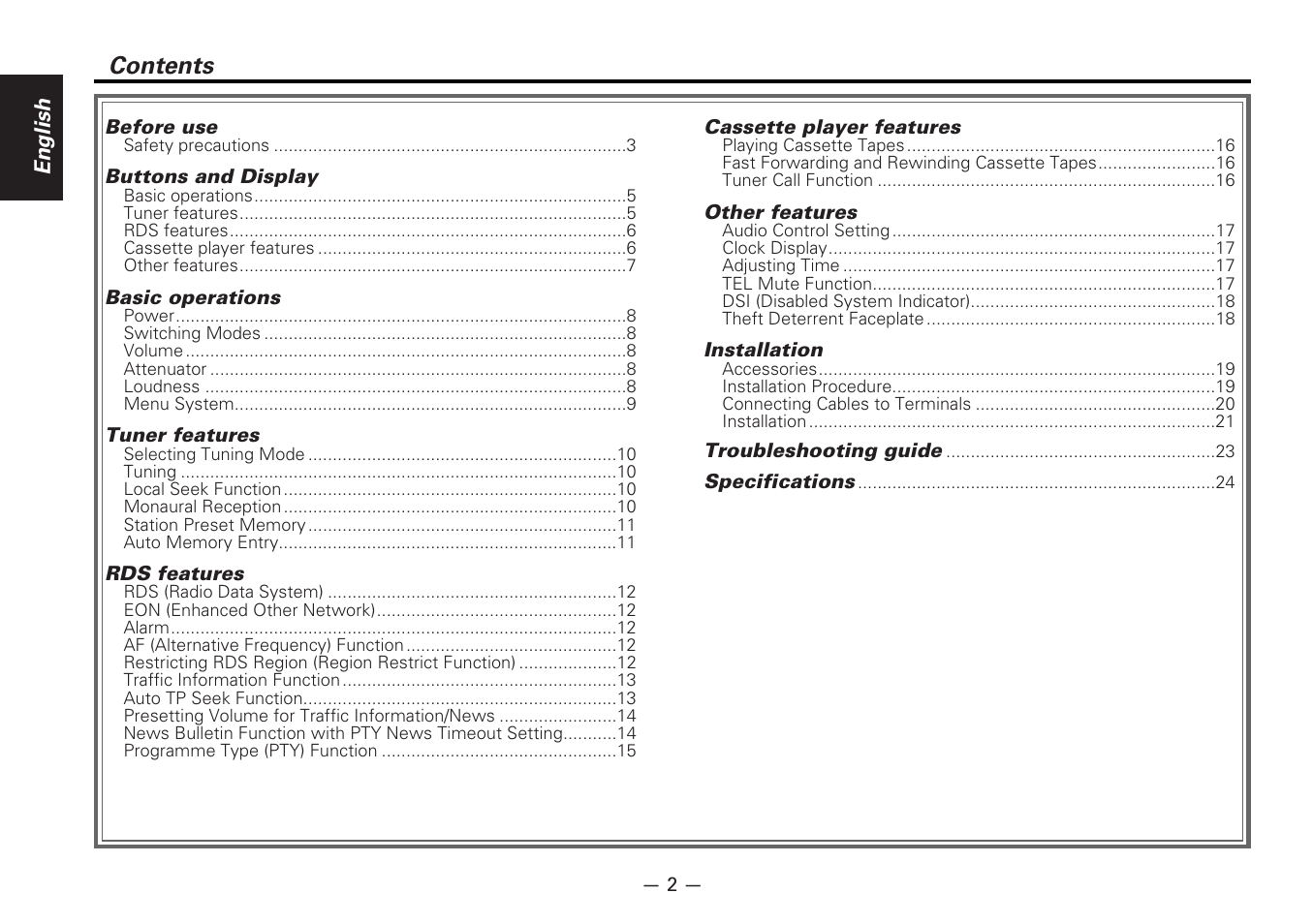 Kenwood KRC-177RA User Manual | Page 2 / 24