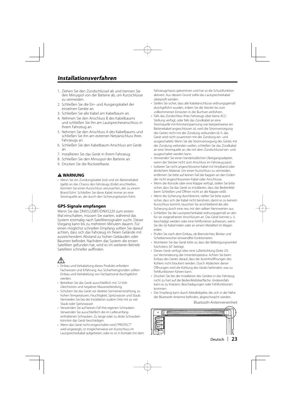 Installationsverfahren | Kenwood DNX5220BT User Manual | Page 23 / 72