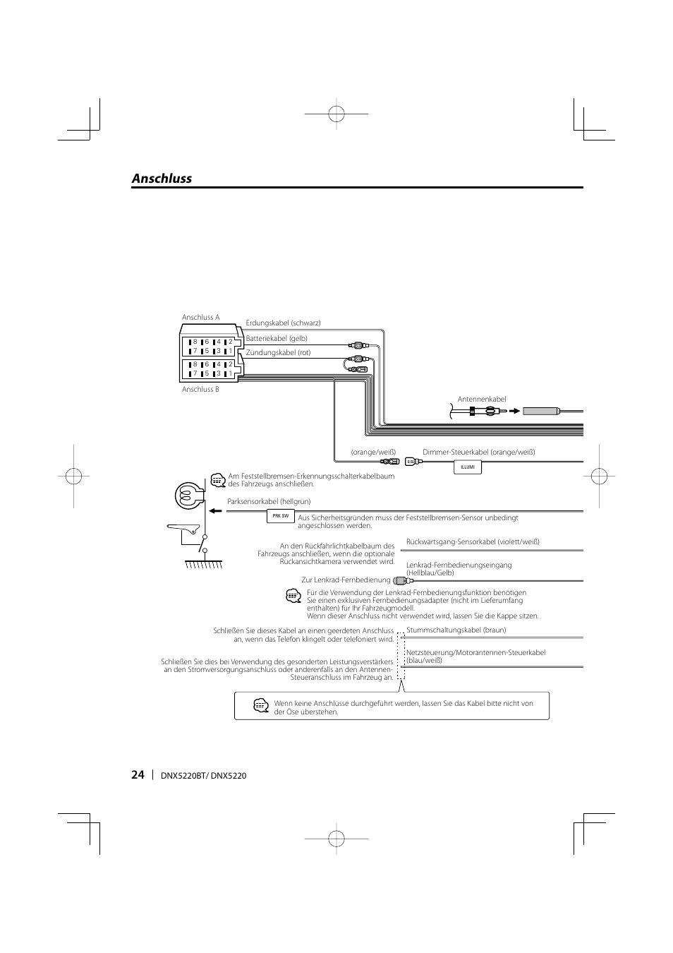 Anschluss | Kenwood DNX5220BT User Manual | Page 24 / 72