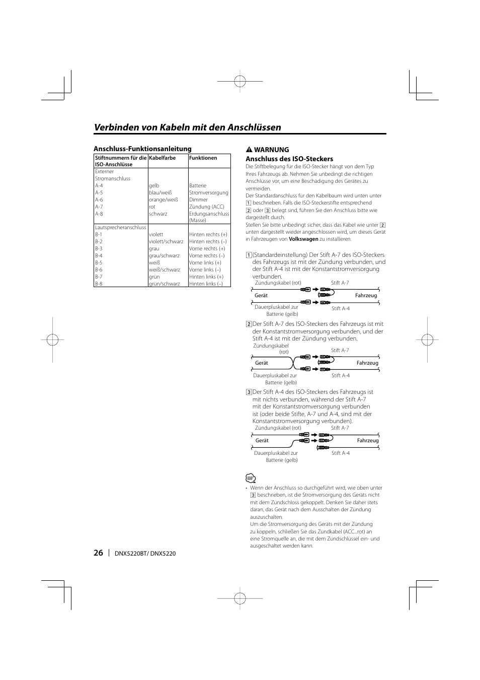 Verbinden von kabeln mit den anschlüssen | Kenwood DNX5220BT User Manual | Page 26 / 72