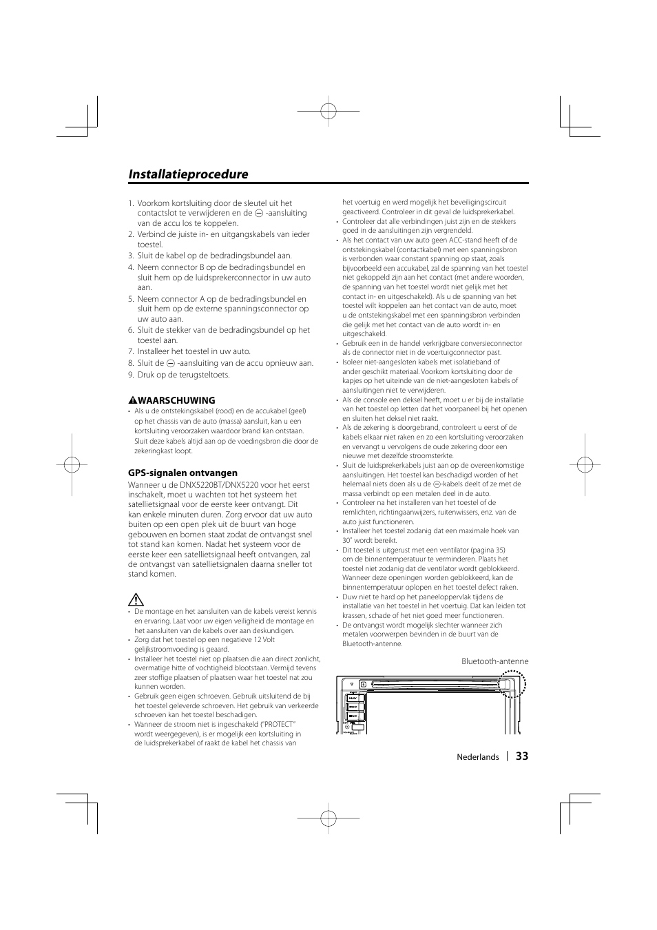 Installatieprocedure | Kenwood DNX5220BT User Manual | Page 33 / 72