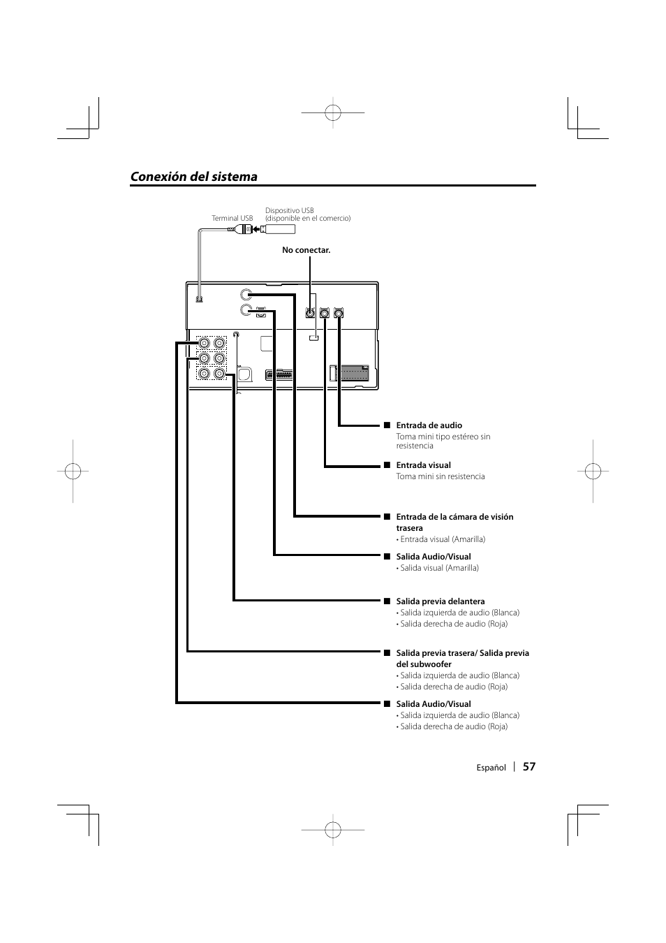 Conexión del sistema | Kenwood DNX5220BT User Manual | Page 57 / 72