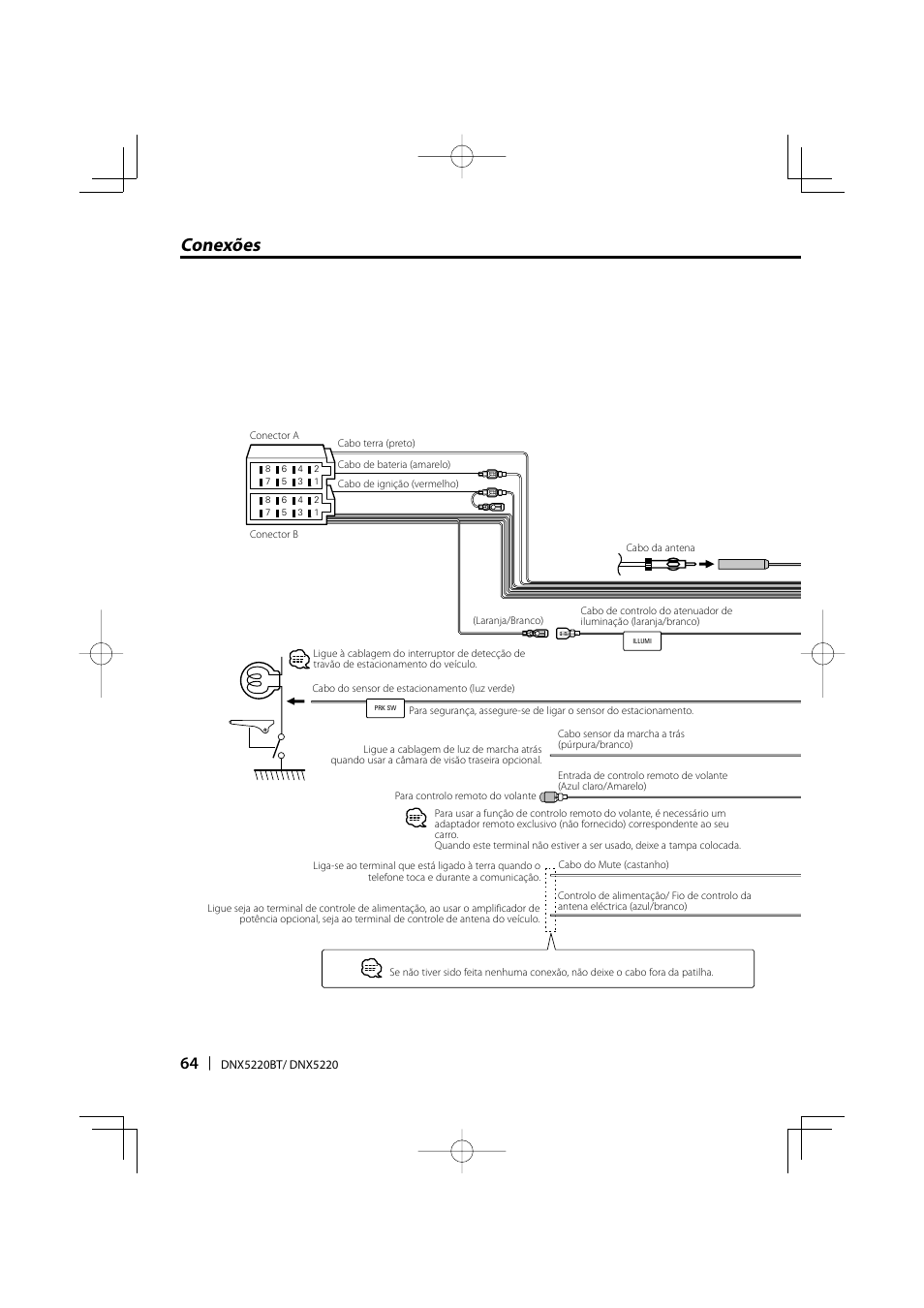 Conexões | Kenwood DNX5220BT User Manual | Page 64 / 72