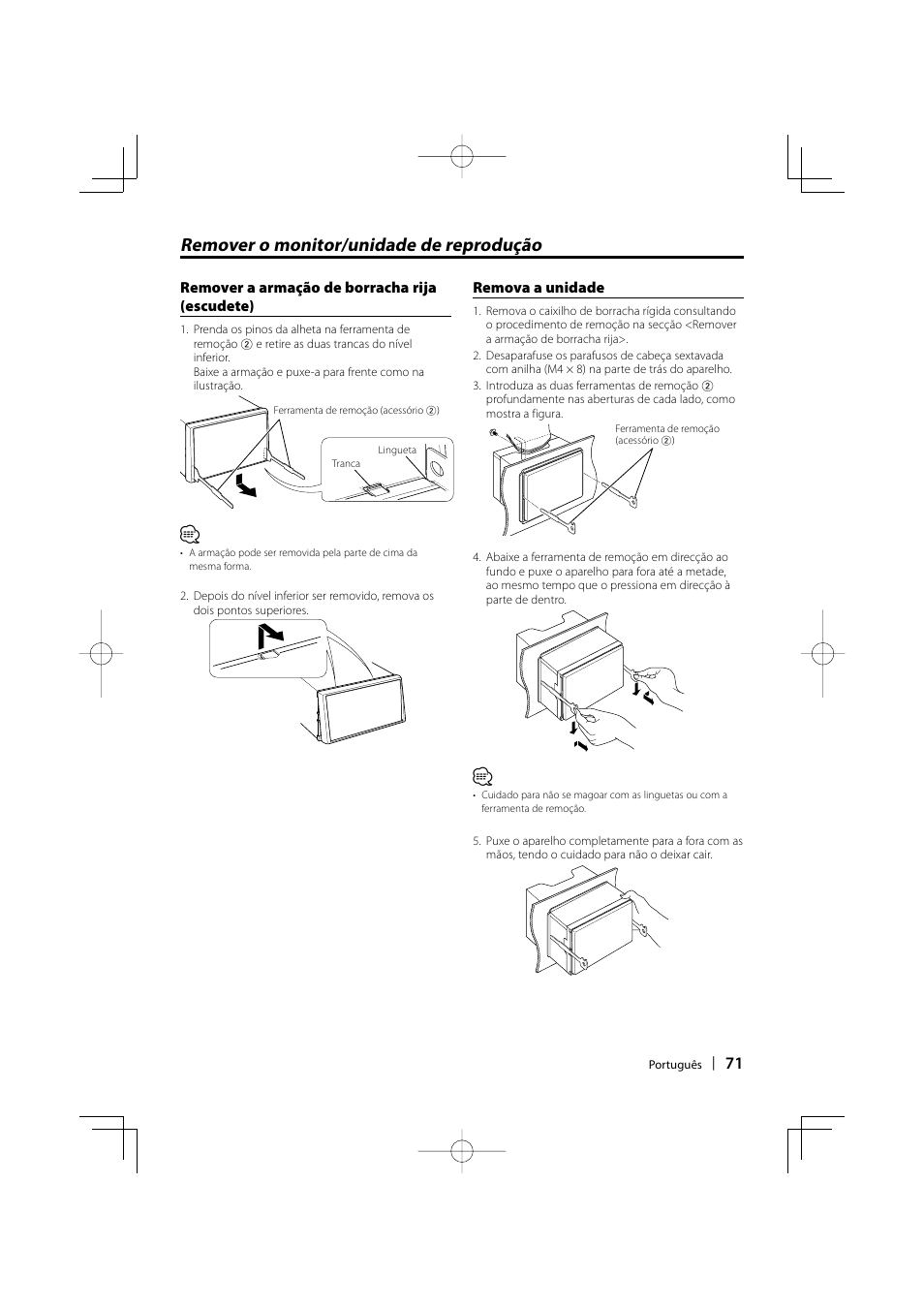 Remover o monitor/unidade de reprodução | Kenwood DNX5220BT User Manual | Page 71 / 72