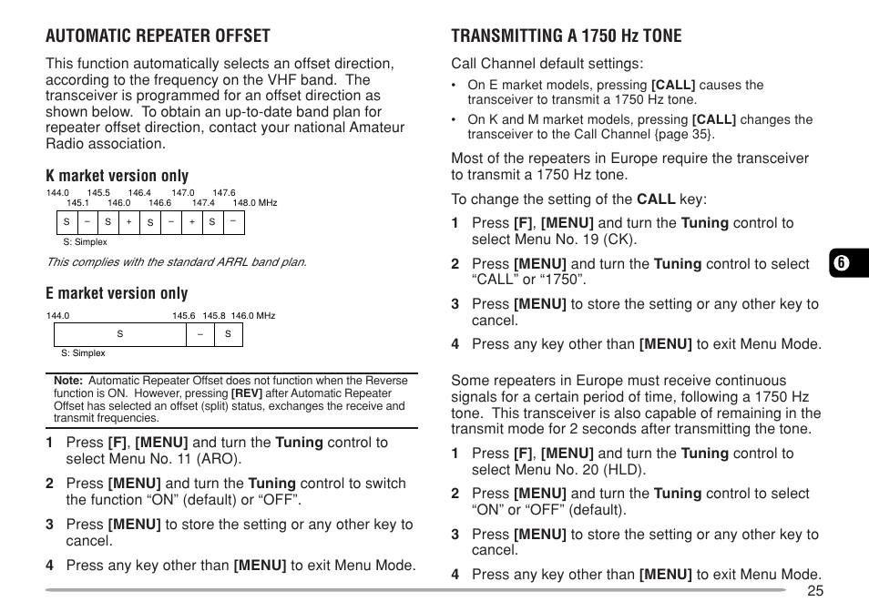 Automatic repeater offset, Transmitting a 1750 hz tone | Kenwood TM-271A User Manual | Page 32 / 79