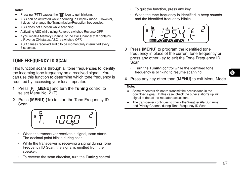 Tone frequency id scan | Kenwood TM-271A User Manual | Page 34 / 79