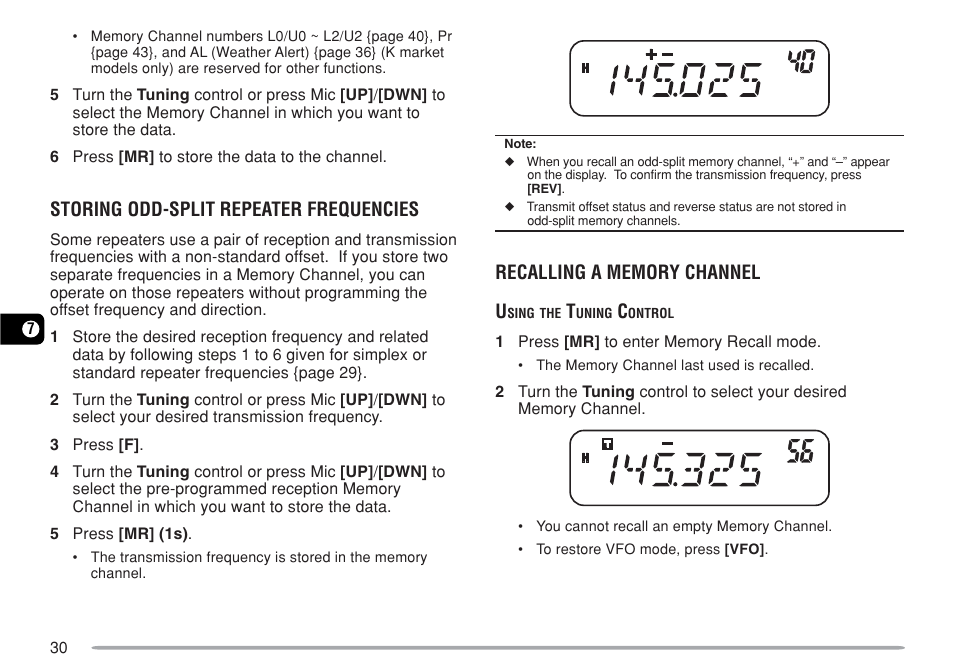 Storing odd-split repeater frequencies | Kenwood TM-271A User Manual | Page 37 / 79