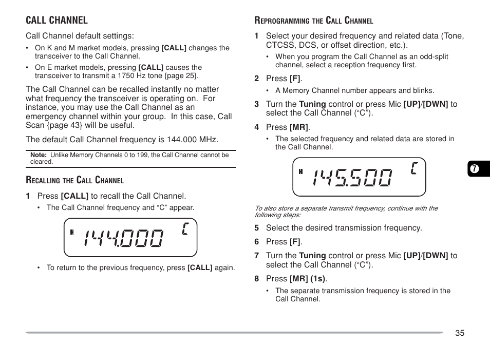 Call channel | Kenwood TM-271A User Manual | Page 42 / 79