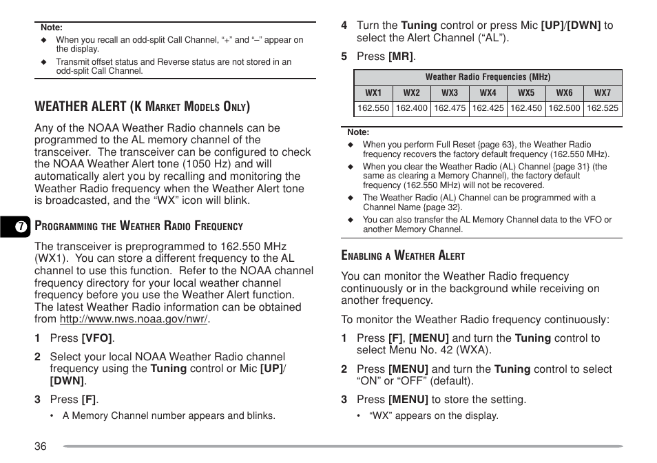 Weather alert (k m | Kenwood TM-271A User Manual | Page 43 / 79