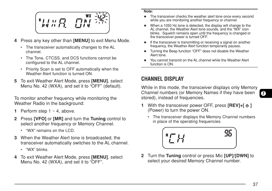 Channel display | Kenwood TM-271A User Manual | Page 44 / 79