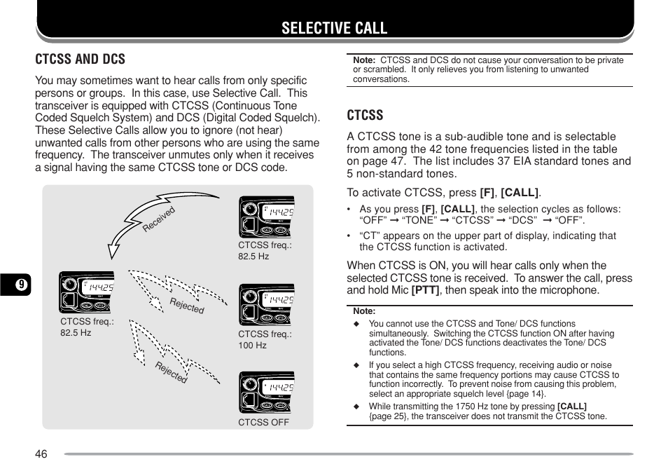 Selective call, Ctcss and dcs, Ctcss | Kenwood TM-271A User Manual | Page 53 / 79