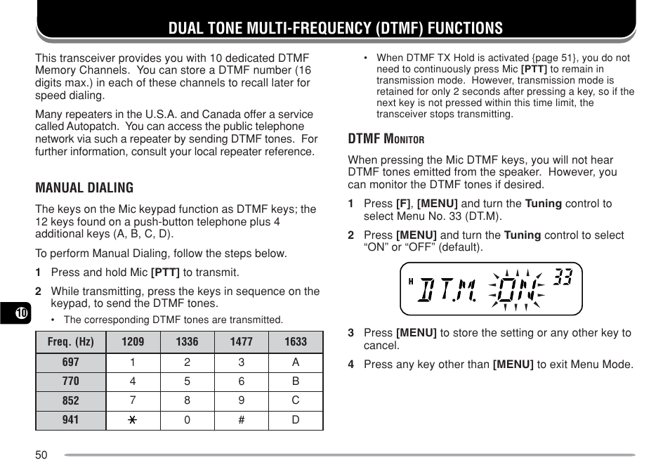 Dual tone multi-frequency (dtmf) functions | Kenwood TM-271A User Manual | Page 57 / 79