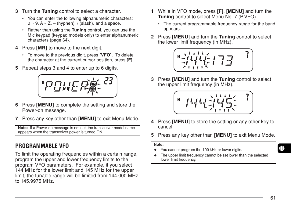 Programmable vfo | Kenwood TM-271A User Manual | Page 68 / 79