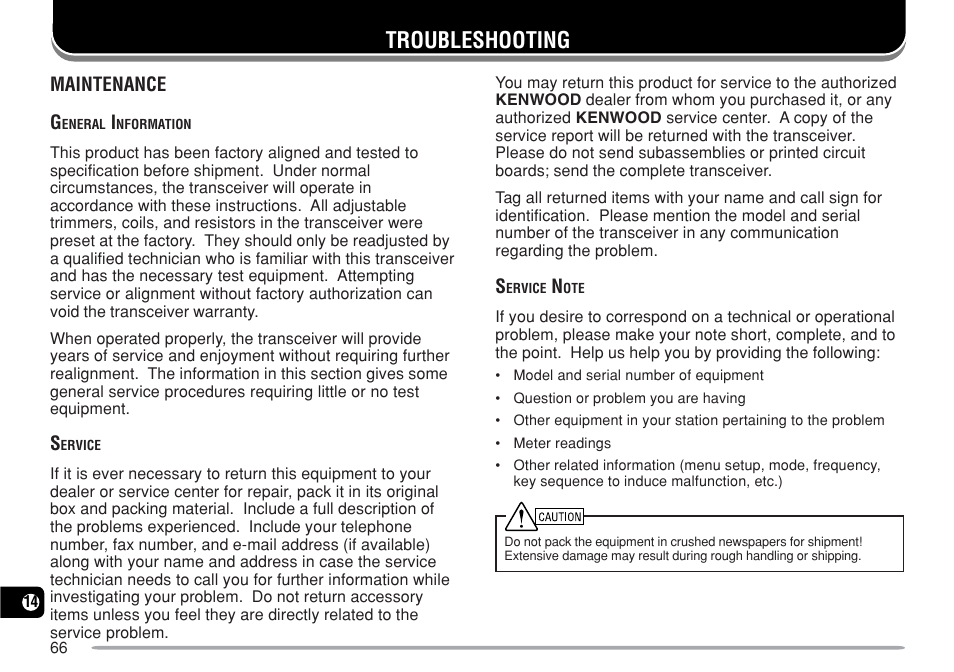 Troubleshooting | Kenwood TM-271A User Manual | Page 73 / 79