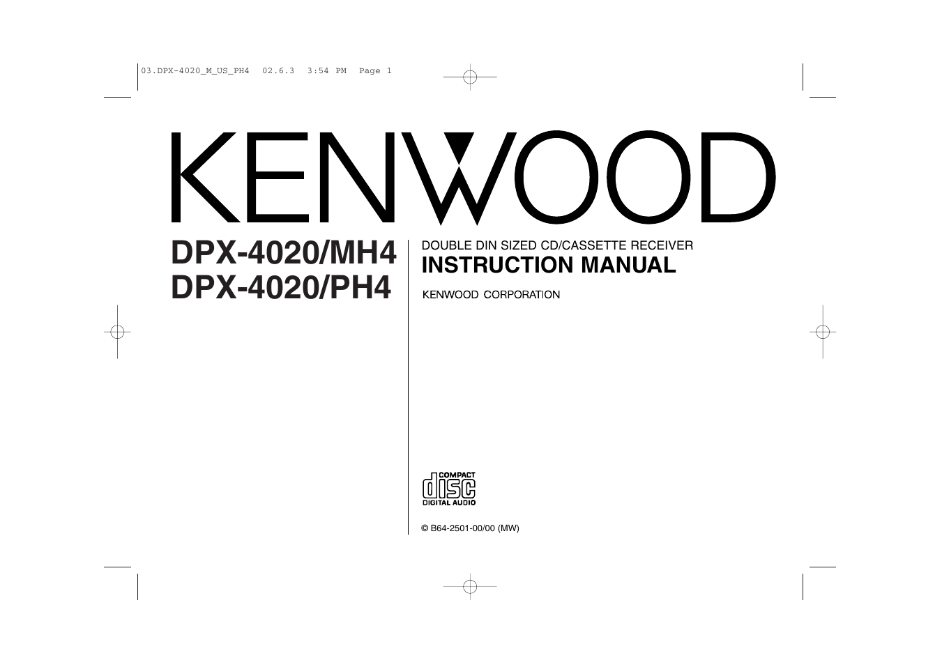 Kenwood DPX-4020PH4 User Manual | 36 pages