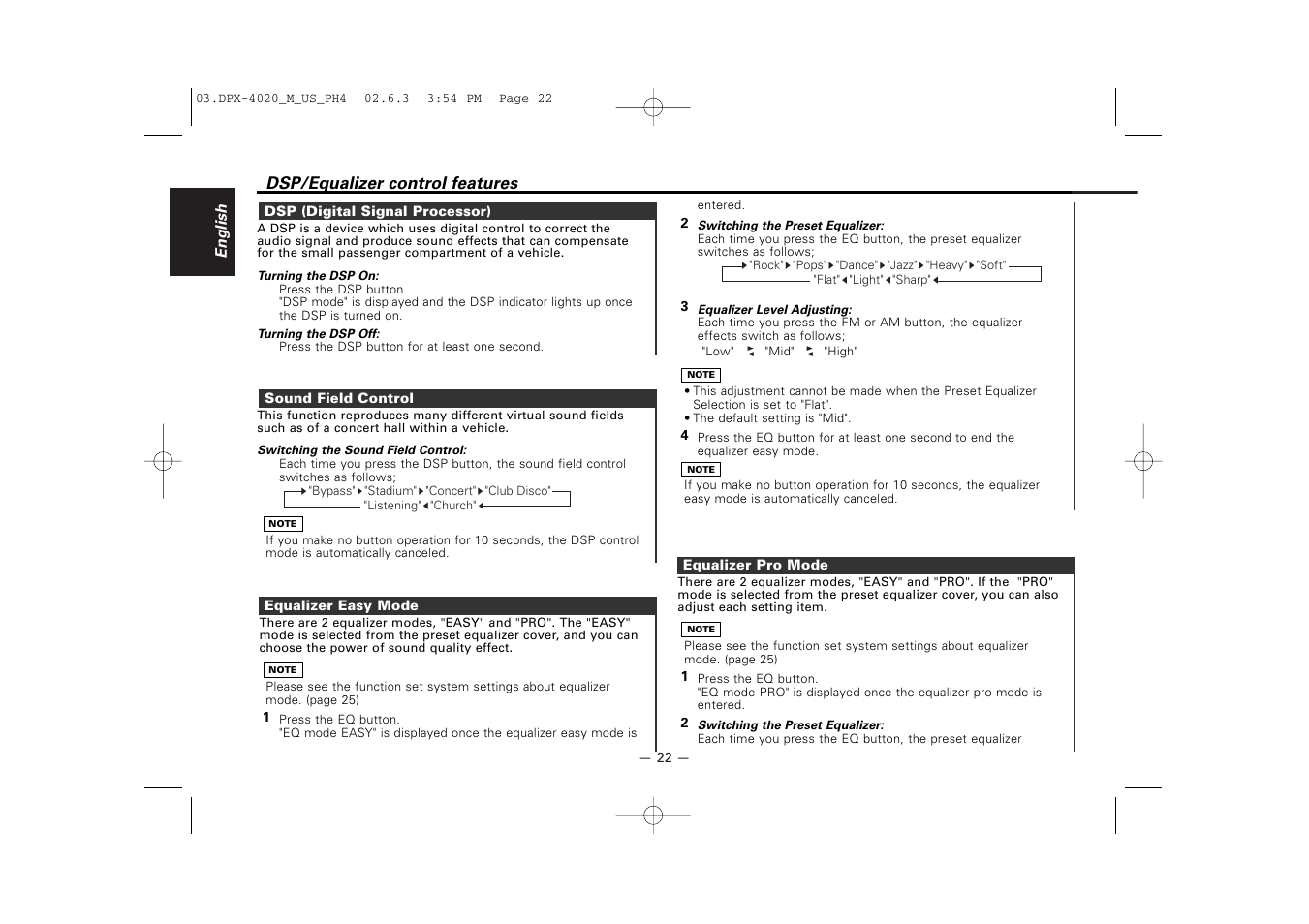 Kenwood DPX-4020PH4 User Manual | Page 22 / 36