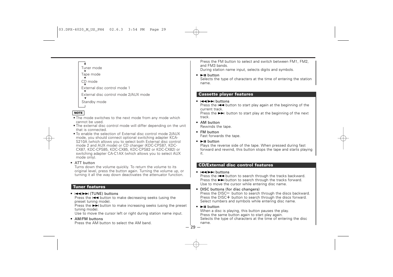 Kenwood DPX-4020PH4 User Manual | Page 29 / 36