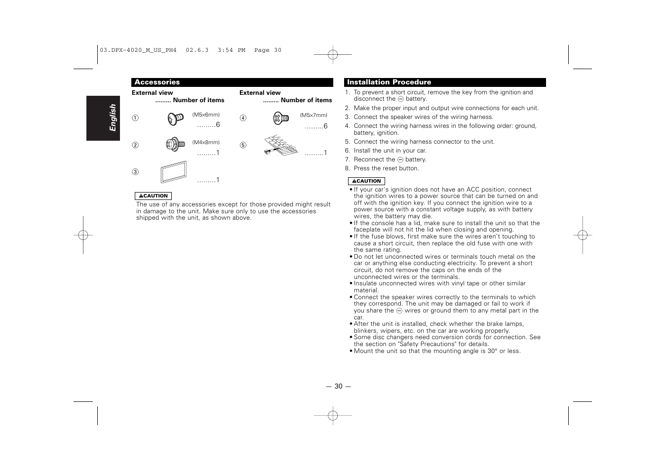 Installation | Kenwood DPX-4020PH4 User Manual | Page 30 / 36