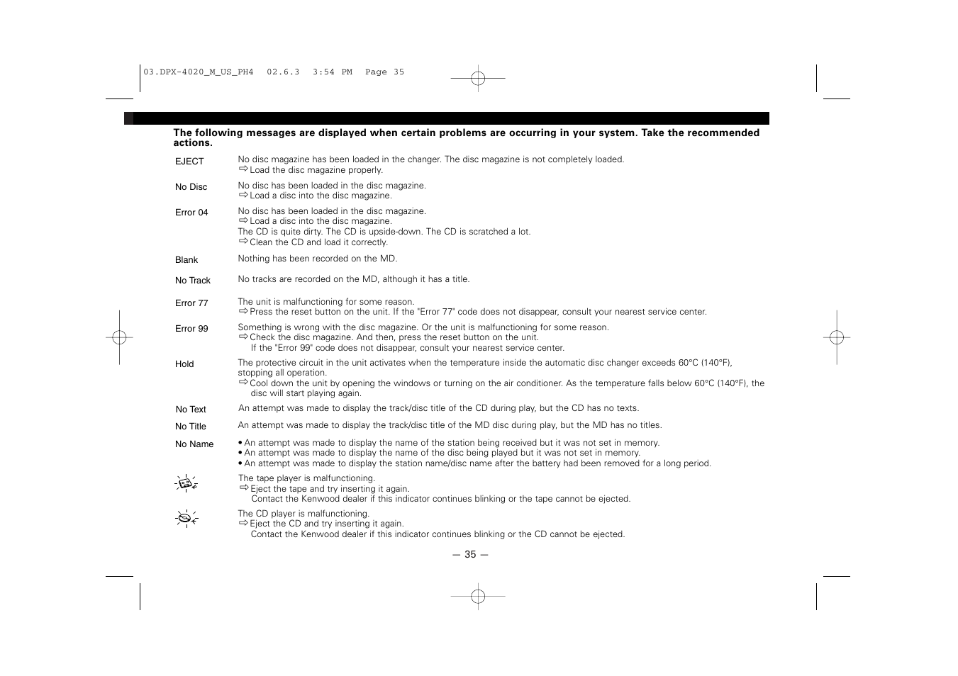 Kenwood DPX-4020PH4 User Manual | Page 35 / 36