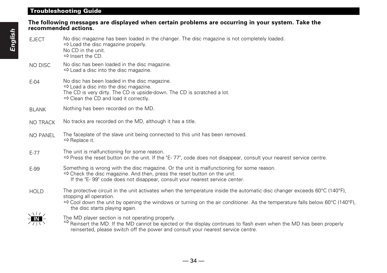 English | Kenwood KMD-673R User Manual | Page 34 / 36