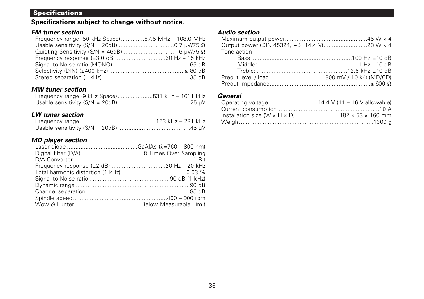 Kenwood KMD-673R User Manual | Page 35 / 36