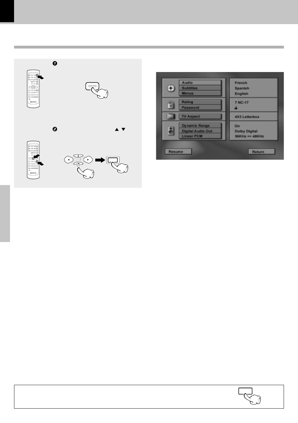 Set up functions, Set up menu, How to use the return key | Kenwood DVF-3550 User Manual | Page 26 / 44