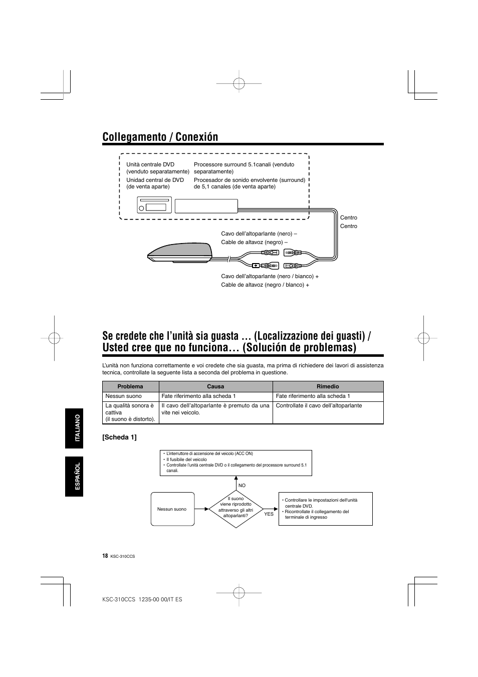 Collegamento / conexión | Kenwood KSC-310CCS User Manual | Page 18 / 20