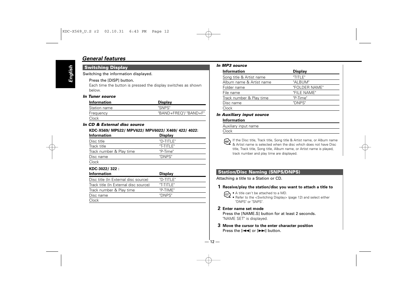 Kenwood KDC-MPV622 User Manual | Page 12 / 112