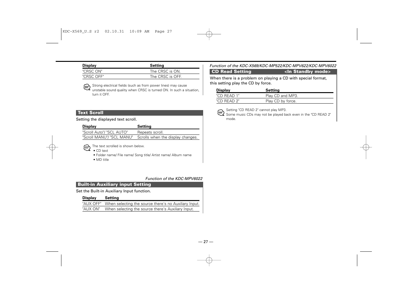 Kenwood KDC-MPV622 User Manual | Page 27 / 112