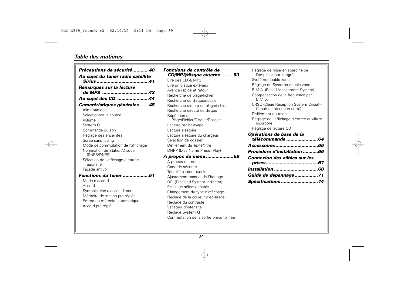 Francais | Kenwood KDC-MPV622 User Manual | Page 39 / 112