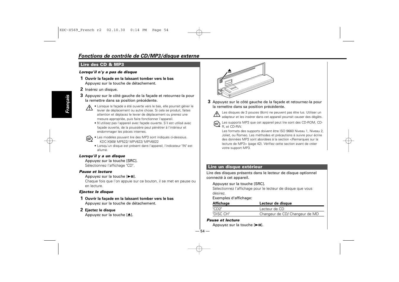 Kenwood KDC-MPV622 User Manual | Page 54 / 112