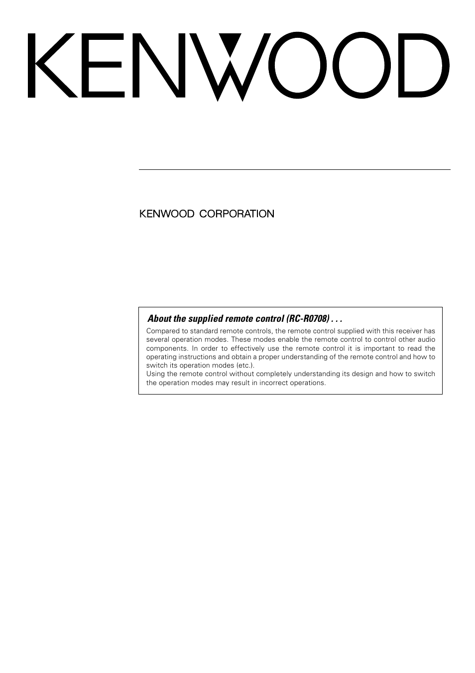 Kenwood KRF-A4030 User Manual | 20 pages