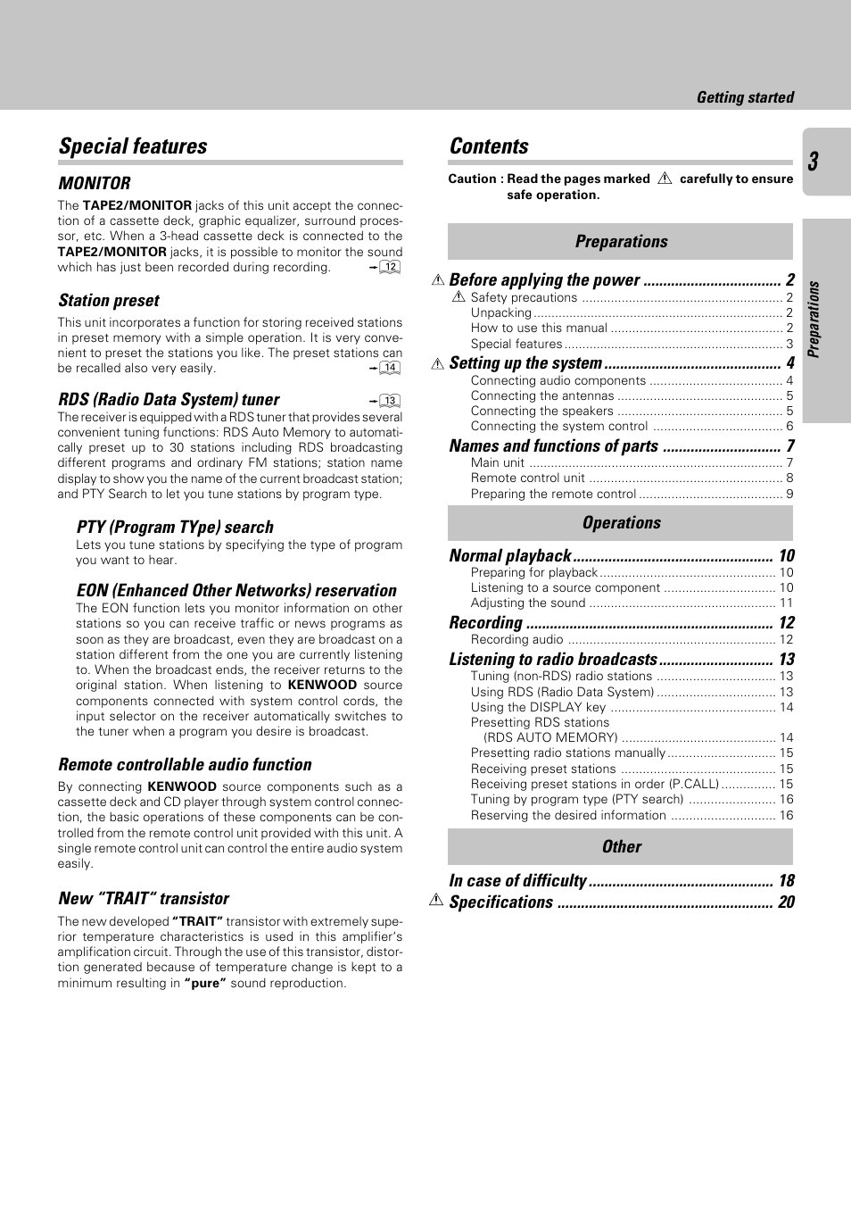 Kenwood KRF-A4030 User Manual | Page 3 / 20