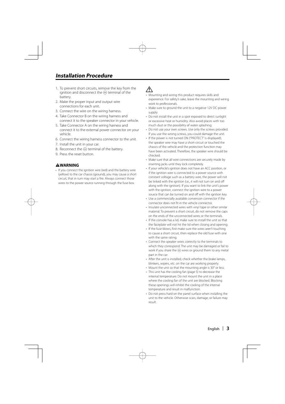 Installation procedure | Kenwood DDX5022 User Manual | Page 3 / 12