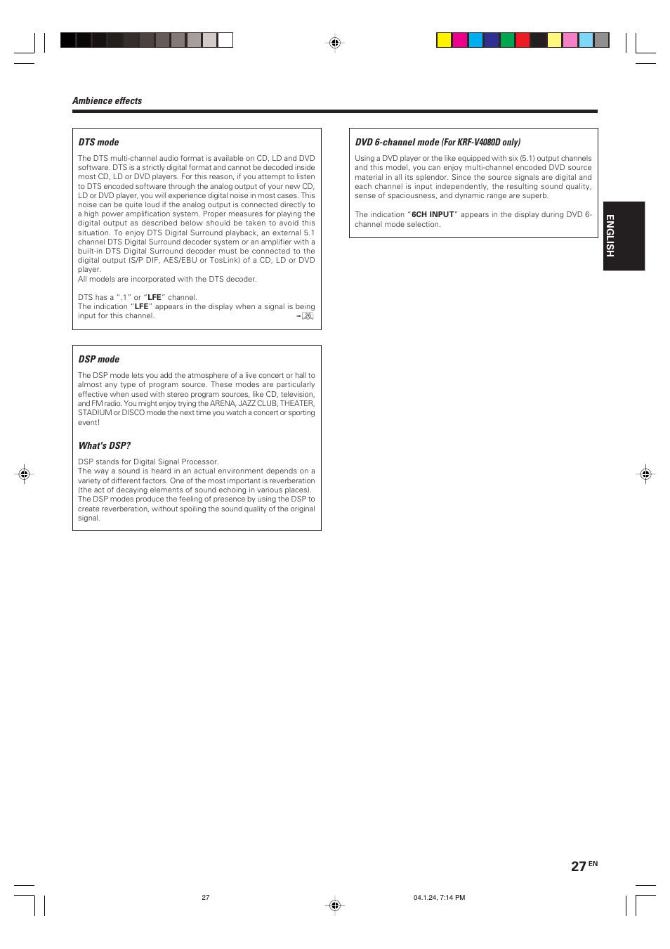 Kenwood KRF-V4080D User Manual | Page 27 / 36
