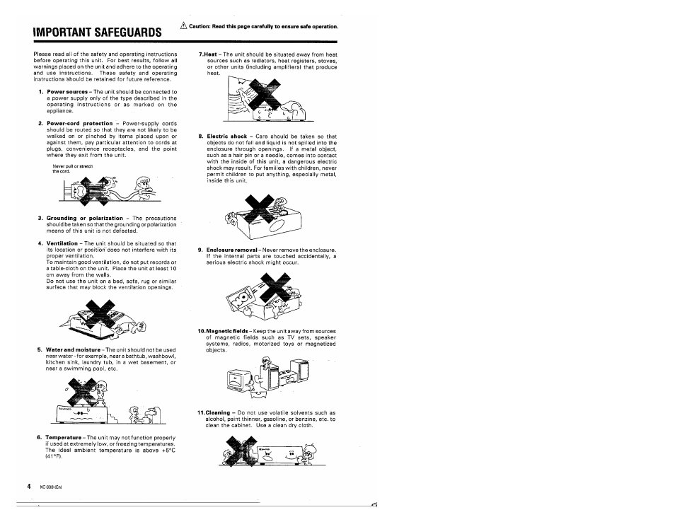 Important safeguards | Kenwood KC-993 User Manual | Page 4 / 24