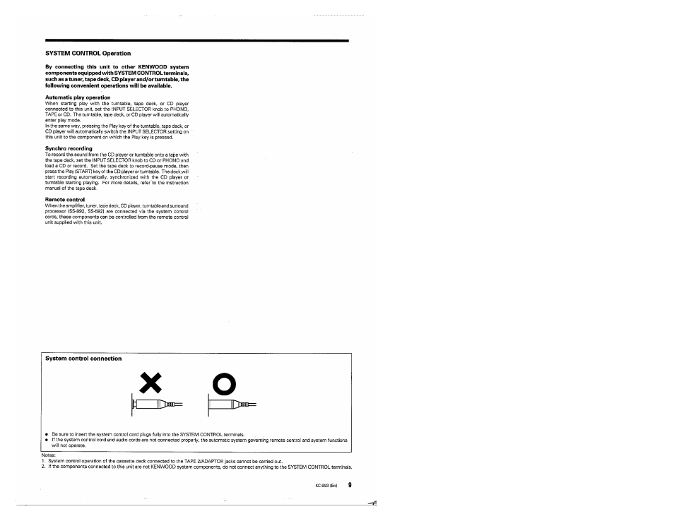 System control operation | Kenwood KC-993 User Manual | Page 9 / 24