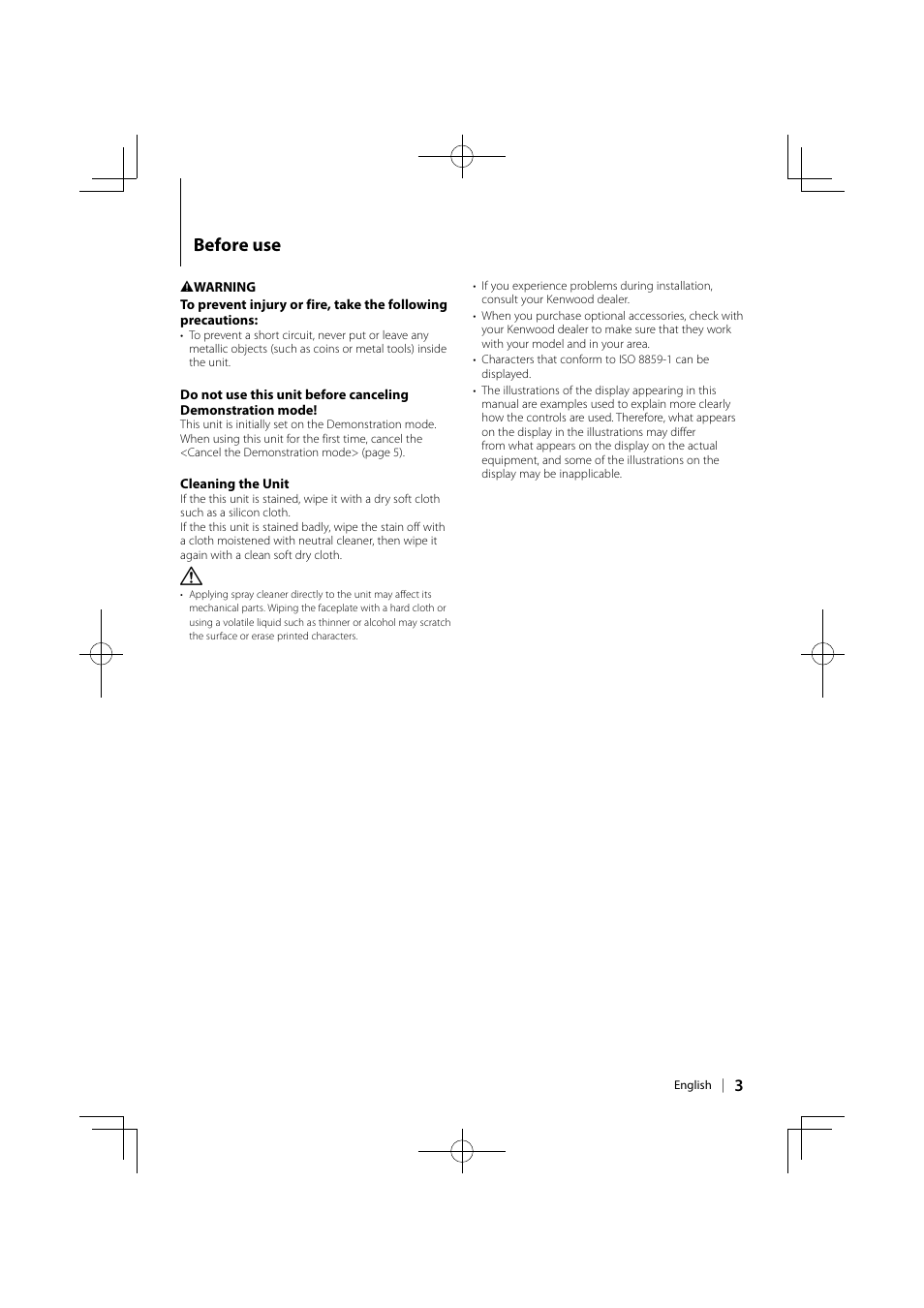 Before use | Kenwood KOS-A300 User Manual | Page 3 / 44