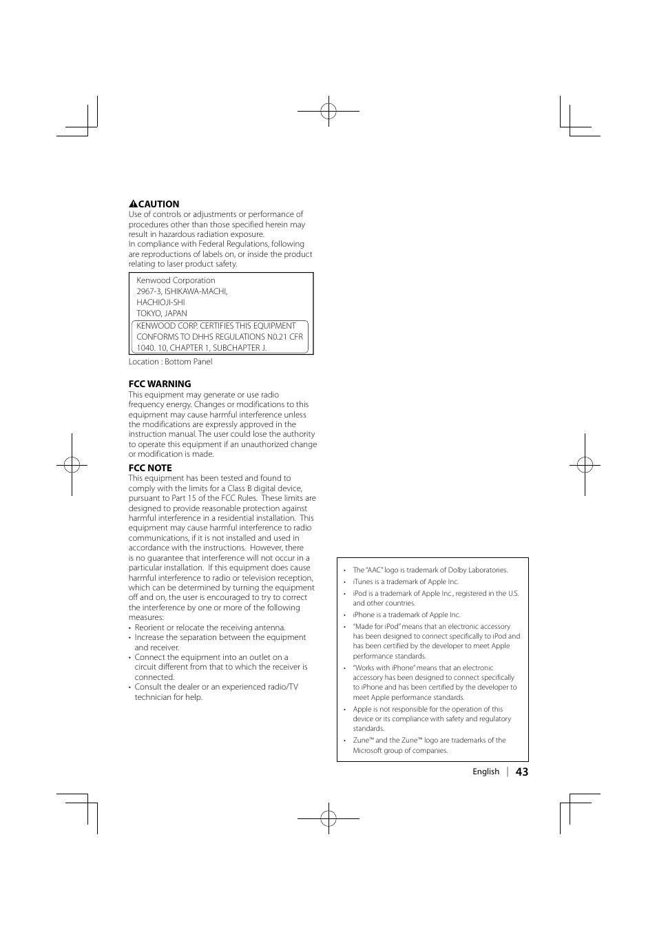 Kenwood KOS-A300 User Manual | Page 43 / 44